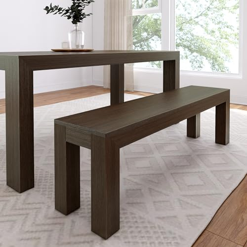 Maxwood Furniture Plank plus Beam 60 inch Dining Bench, Walnut Wirebrush