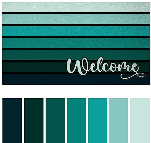 Bulijojo Sage Green Entrance Door Mat Large 17 x 30 Inch Entry Way Doormat Front Door Rug Outdoor Heavy Duty Welcome Mat, Non Slip Rubber Back Low Profile