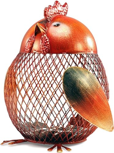 KanDuo Sparschwein, Spardose, Huhn-Gelddose aus Metall, Tier-Sparschwein-Münzdose aus Eisen, kreative Bastelornamente-Orange-12 * 13 * 17 cm