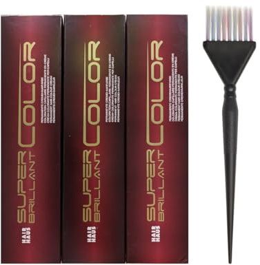 Hair Haus Super Brilliant Color Haarfarbe 3x 100ml + Färbepinsel spezial (CONTRAST ROT)