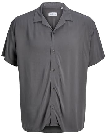 Jack & Jones Jjejeff Solid Resort S/S Sn Pls Chemise à Manches Courtes pour Homme, Gris, 6XL Grande Taille