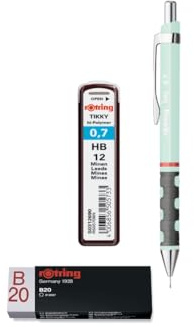 rOtring Tikky pastell mekanisk penna | suddgummi | Påfyllningar HB 0,7 mm | Opal blå | 3 stycken
