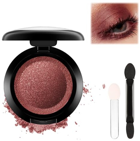Shimmer Reddish Brown Eyeshadow, Highly Pigmented Eye Shadows, Creamy Texture for Easy Blend, Nude Eyeshadow Palette for Natural Look, Glitter Eye Makeup, Compact Design Neutral Eye Shadow for Daily