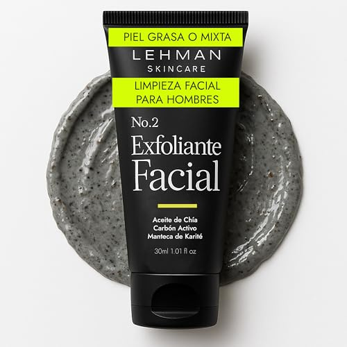 Exfoliante Facial Hombre Crema Limpieza Facial Profunda Puntos Negros Piel Grasa Carbon Activado Natural Poros Dilatados Scrub Facial Antiacne Hidratante Cuidado Cara Mixta Exfoliador Diario 30ml