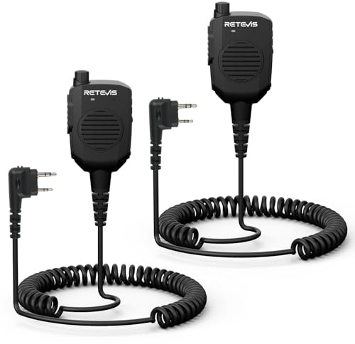 Retevis HK011 Walkie Talkie Högtalare,Handmikrofon Handmikrofon med IP54 Vattenresistent och AI-Brusreducering,Tvåvägs Radio Mic Kompatibel med Baofeng BF-888S UV-5R Retevis RT24 RT27 RT622(2 Paket)