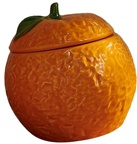 NAMOARLY Ceramic Snack Candy Jar Sweet Storage Jar for Candy Buffet Orange Kitchen Accessory