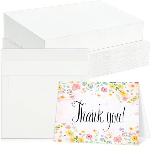 60 Sets Watercolour Cards with Envelopes, 140 lb/300 GSM Watercolor Paper Cards, 4x6 Inch Foldable Blank Watercolour Postcards and Envelopes for Greeting Card, Wedding Invitations, Thank You Card