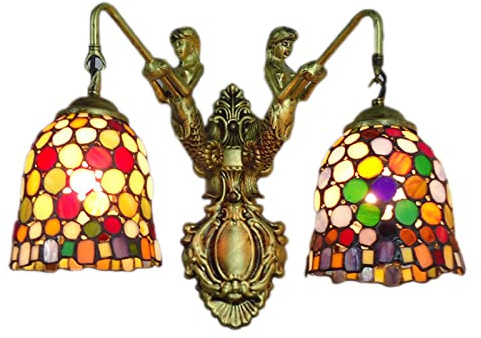 Vägglampa vägglampa barock vintage målat glas järn sjöjungfru vägglampa inomhus belysning säng lampor vägglampor för hemmafäste