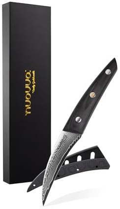 nuovva Sharp Small Paring Knife – 3.5 Inch Kitchen Vegetable Knife – 67 Layer Damascus Japanese Steel Knives – Hand Polished Rosewood Handle – Sheath & Gift Box Included