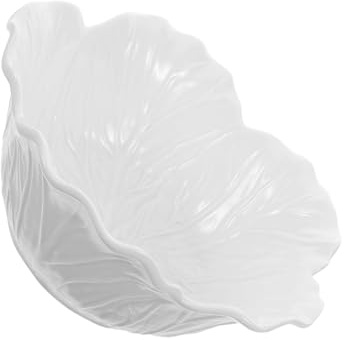 OSALADI Tazón de Cerámica Blanco Diseño Floral y Relieve de Repollo, Cuenco Profundo para Servir Aperitivos y Decorar Fotografía de Alimentos