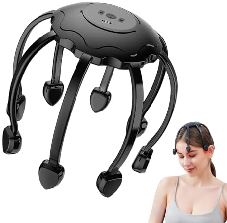 Massaggiatore Testa Polpo – Massaggio Elettrico Cuoio Capelluto | Grattino Automatico Polpo 360° | Massaggiatore 8 Artigli Automatico Per Relax, Antistress E Stimolazione Del Cuoio Capelluto