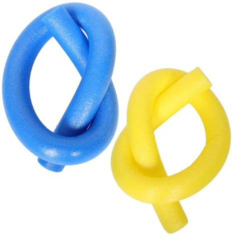 BESTonZON 2pcs Foam Pool Noodles Swim Sticks Set, Bright Yellow and Blue, 150cm Solid Soft Dive Sticks and Adults, Floating Water for Outdoor Pool and Swimming Fun