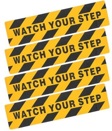 OSOLADY Cinta Adhesiva de Seguridad Antideslizante Pet Calcomanías de Advertencia para Escaleras y Pasillos en Parques Industriales y Centros Comerciales, Pack de 4 Unidades