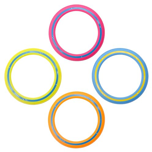 JIAC 4 st Frisbee ringar 25 cm strand hållbar lansering flygande ring utomhus spel familjesport lämplig för vuxna, utomhus hundar (blå, gul, orange, rosa)