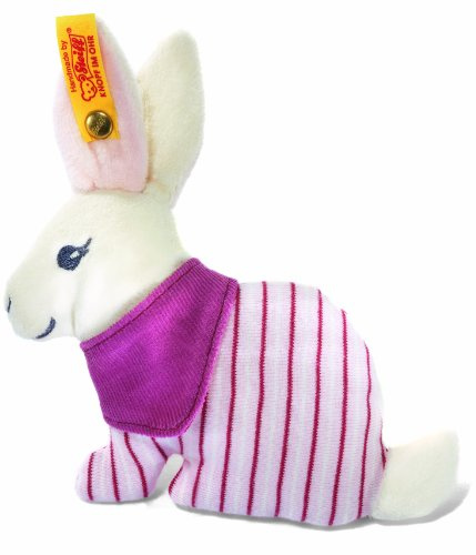 Steiff - 237539 - Peluche - Lapinou Hoppi Crécelle - Blanc/Rose