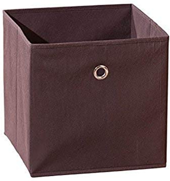 Inter Link – Faltbare Aufbewahrungsbox – Klappbarer Objekthalter – Stoff Faltbox – Aufbewahrungsbox für Raumteiler oder Regale – 32 x 32 x 32 cm – Mit Fingerloch – Winny – Braun