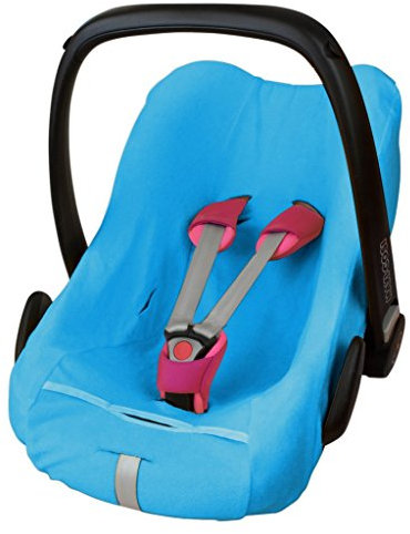 ByBoom - Frottee Sommerbezug, Schonbezug für Babyschale, Autositz, z.B. Maxi Cosi CabrioFix, City, Pebble; Designed in Germany, MADE IN EU, Farbe:Blau