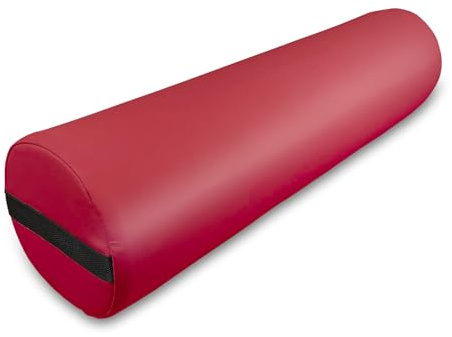 Zen Nackrulle med överdrag av konstläder 60 x 15 x 15 cm – rund helrulle, benrulle för säng, kudde, knärulle, rullkudde, förvaringsrulle för ben, sjukgymnastik och massagekuddar tillbehör (röd)