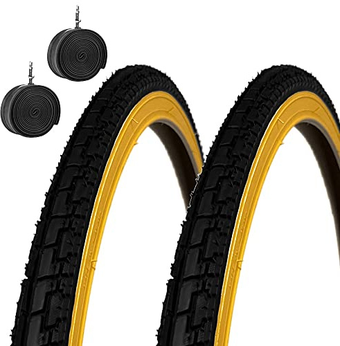 DEESTONE 2 pneus neropara + 2 Chambres à air pour vélo de vélo Trekking City Bike 700 x 35 28 1 5/8 3/8 (37 – 622)