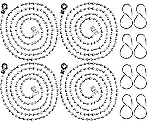 Boule À Bouchons Chaîne Chaîne de Bouchon d'Évier de Baignoire en Acier Inoxydable Chaîne de Bain avec Crochet S pour Fournitures de Bain de Bassin, 23.6 Pouces Longues (4 Pièces)