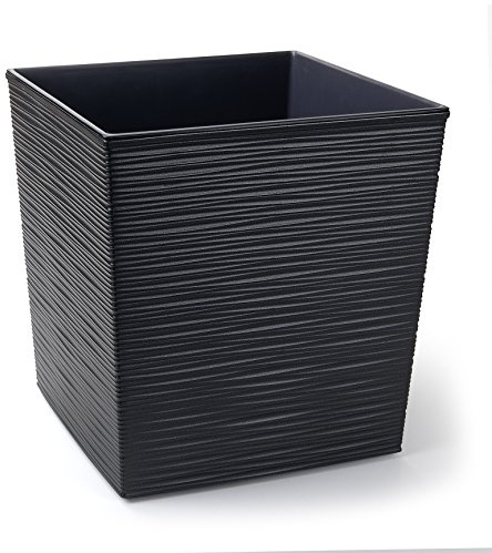HappyFlower MultiProject Quadrat Blumentopf Meißel-Optik Pflanzkübel aus Kunststoff inkl. Einsatz, 4 Größen, 5 Farben (30 cm x 30 cm/Höhe 31 cm, Graphit (Anthrazit))