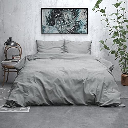 Sleeptime Bettwäsche Feinbiber, Baumwolle, Winterbettwäsche, Kuschelig und Warm,Flanell, Grau, Jason, 240cm x 220cm, Mit 2 Kissenbezüge 60cm x 70cm