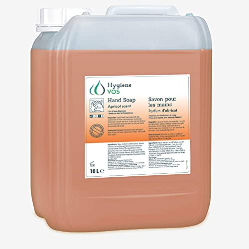 Hygiene VOS Savon Liquide 10 litres Abricot pour les Mains pH Neutre pour une Utilisation Quotidienne. Formule Extra Douce et Ingrédients Biodégradables