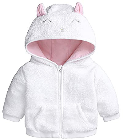 Verve Jelly Newborn Infant Baby Boys Girls Cartoon Fleece Hooded Jacket Coat with Ears Warm Outwear Coat Zipper Up Overcoat Fall Winter Thick Clothes