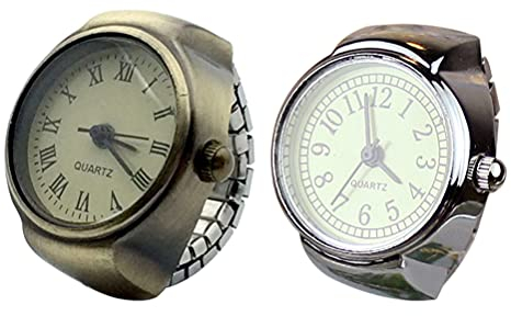 VILLCASE 2 stücke Vintage Finger Uhren Kreative Uhren Frauen Männer Fingerring Uhren