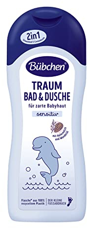 Bübchen Traum Bain et douche 500 ml – Additif de bain doux 2 en 1 et douche crème douce, mousse de bain nourrissante pour nettoyer en douceur la peau délicate de bébé, sans silicone