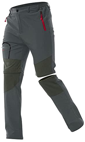 ZOEREA Pantalones Aire Libre de Hombre Convertible Pantalones Cortos Trekking Montaña Escalada Senderismo Secado Rápido Pantalón Funcionales Gris,XL