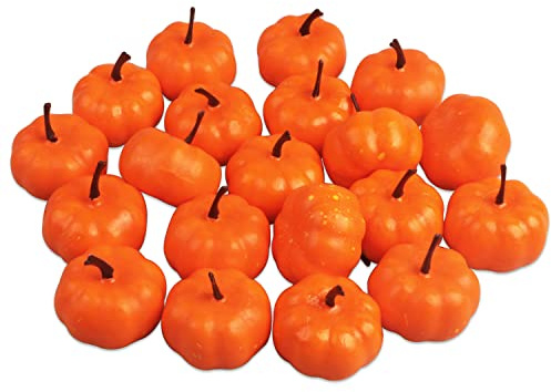 Songjum 20Pcs Mini Calabazas Artificiales Muy Realistas Calabazas Decoracion Otoño Calabazas de Plastico para Otoño Boda Halloween Acción de Gracias Mesa Decoraciones de Cosecha de Otoño