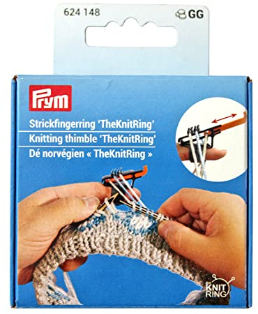 Prym 624148 Strickfingerring 'TheKnitRing', 60 mm x 50 mm x 25 mm, Orange, Schwarz
