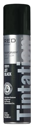 Red by Kiss Tintation Temporary Hair Color Spray, Instant Gray Root Touch Up Coverage, Water-Resistant & Smudge-Proof, Easy Wash Out, Barber & Hairline Touch-Up, Quick-Dry (Jet Black, 2.82 oz)