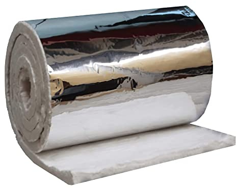 SIMOND STORE Ceramic Fiber Blanket with Aluminum Foil Facing - 6# Density - 1/2 x 24 x 6.20' - 2400F High Temperature Insulation Blanket for Stove Furnace Forge Kiln Fireplace Welding Soldering HVAC