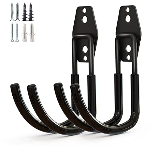 PYBTOOL Crochets utilitaires de rangement de garage robustes, support de tuyau d'arrosage, crochets de montage mural en acier, grands crochets en J pour organisateur de stockage d'outils