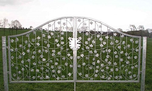 Schmiedeeisen Metalltor Hoftor Gartentor Einfahrtstor Bachus-GT350/100S P.-Set 80 Feuer Verzinkt 350 cm Breite Weinreben