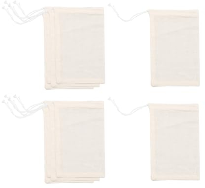Rumyve 10pcs Cotton Muslin Drawstring Bags, Plain Muslin Bags, Reusable Mesh Tea Coffee Filter Spice Storage
