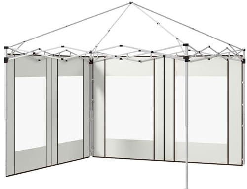 Outsunny - Paneles laterales para Gazebo con puertas y ventanas con cremallera, para Gazebo Pop-up de 3 x 3 x 6 m, 2 paquetes de paneles laterales de repuesto, color blanco