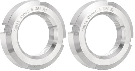 QUARKZMAN M30 x 1.5mm - 2pz Fissaggio Dadi Tondi Scanalati Quattro Scanalature - Dado Bloccaggio Tondo Acciaio Inossidabile 304 per Vari Cuscinetti Volventi, Settore Industriale, Argento