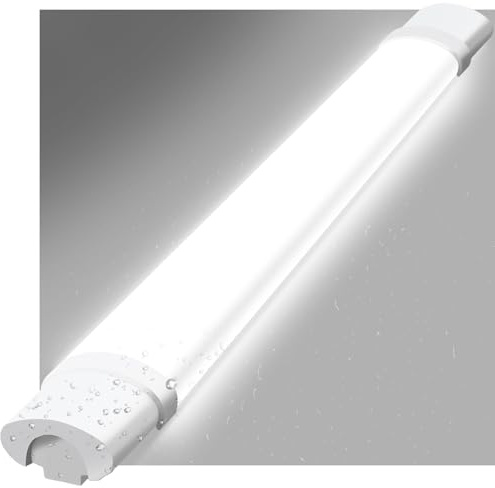 CBJKTX Lampada da soffitto LED per ambienti umidi 120CM - Plafoniera 36W illuminazione da soffitto lunga lampada per cantina IP65 tubo fluorescente lampada stagna luce bianca fredda 5000K per bagno
