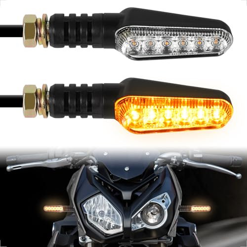 evermotor LED Blinker Motorrad, 12V 2.4W 2 Stück E-geprüft Blinker, 6 sehr helle LEDs, Wasserdicht IP67, Universal Retro Schwarz, für e Scooter Quad ATV