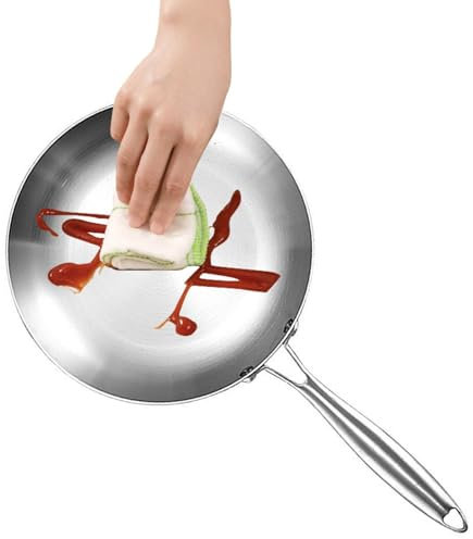 Padella profonda in acciaio inox | Padella per friggere | Padella in acciaio inossidabile | Offre flessibilità per creare una vasta gamma di pasti. Sia che tu stia preparando grandi cena