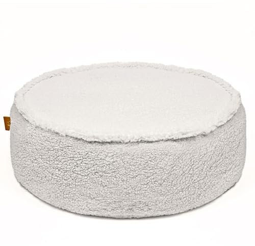 MEOWBABY Sitzsack Rund für Kinder - Sitzpouf Kindermöbel Indoor Pouf, Bearly, Cremig