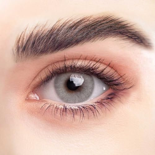 EHLEIN farbige Kontaktlinsen - SILBERGRAU- 2 Stk. inkl. gratis Behälter - graue Kontaktlinsen - farbige Monatslinsen - natürliches Design - hoher Deckkraft (SILBERGRAU, 1 Paar (2 Stück), -2.75)