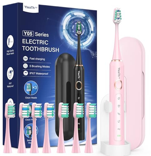 Electric Toothbrush for Kids - Sonic Toothbrush with 8 Toothbrush Heads, 90 Days Battery Life, 50,000 VPM, 5 Cleaning Modes with Teeth Whitening, Travel Case, 2 Minute Smart Timer