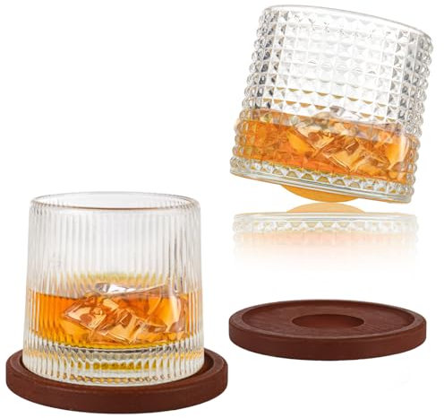 XCDMJ Juego de vasos de whisky de 2 piezas, juego de regalo de cristal, vasos de whisky reutilizables de cristal, regalos para amantes del whisky para cumpleaños, para el hogar, restaurantes,