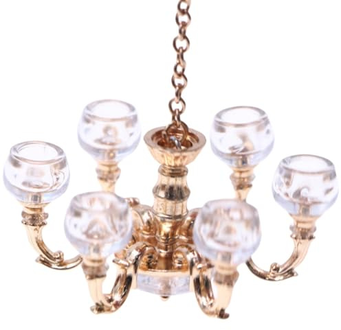 HoveeLuty Lustre pour Maison de poupée, éclairage Vintage pour Maison de poupée à l'échelle 1:12, Mini Lustre en Alliage 6, 3 x 8, 6 cm, Accessoires Miniatures pour, éclairage pour