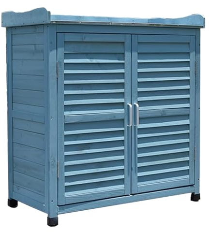 Armadietto da giardino in legno impermeabile, scatola portaoggetti per attrezzi e balconi, resistente alle intemperie, per cortile e patio