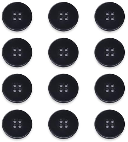 TRACOMPAN Navy Blue Buttons - Pack of 12 Resin 20mm Round Flat 4-Hole Sewing Buttons for Coats, Blazer Jackets, Cardigans, Knitwear & DIY Crafting